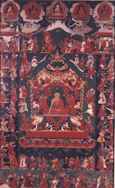 佛陀在接受布施时的开场白，摘自《Prabha》（挂轴）。 作者 尼泊尔学校