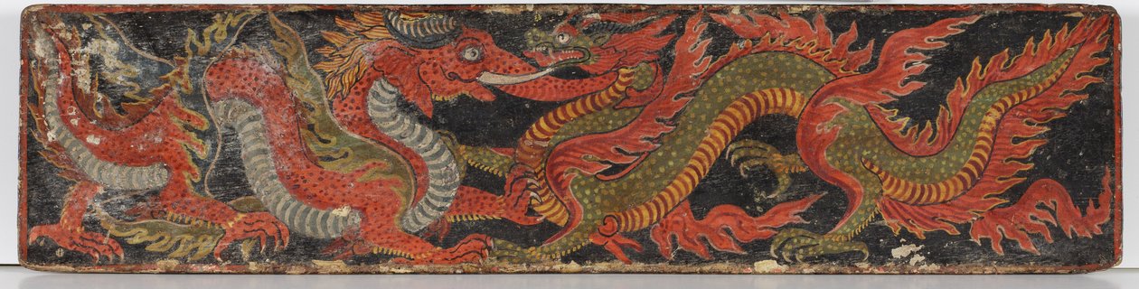 佛教手稿封面，1659年（木材上不透明的wc） 作者 尼泊尔学校