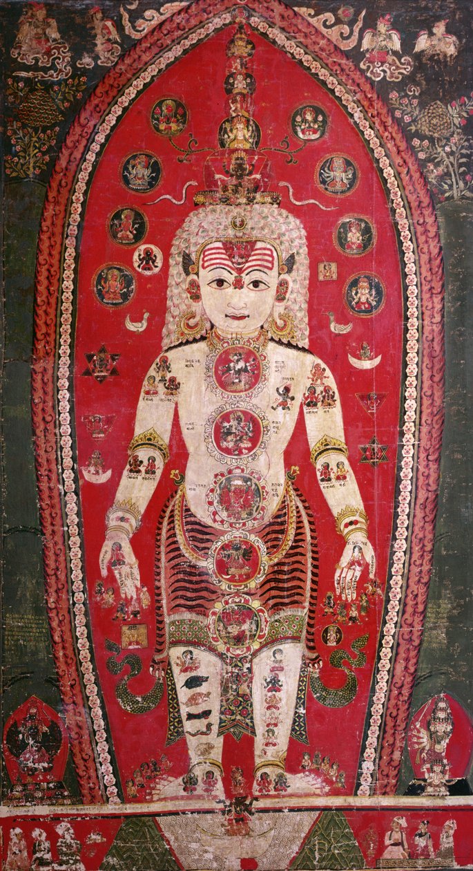 来自Badgaon的Shiva Purana（丝绸上的水粉） 作者 尼泊尔学校