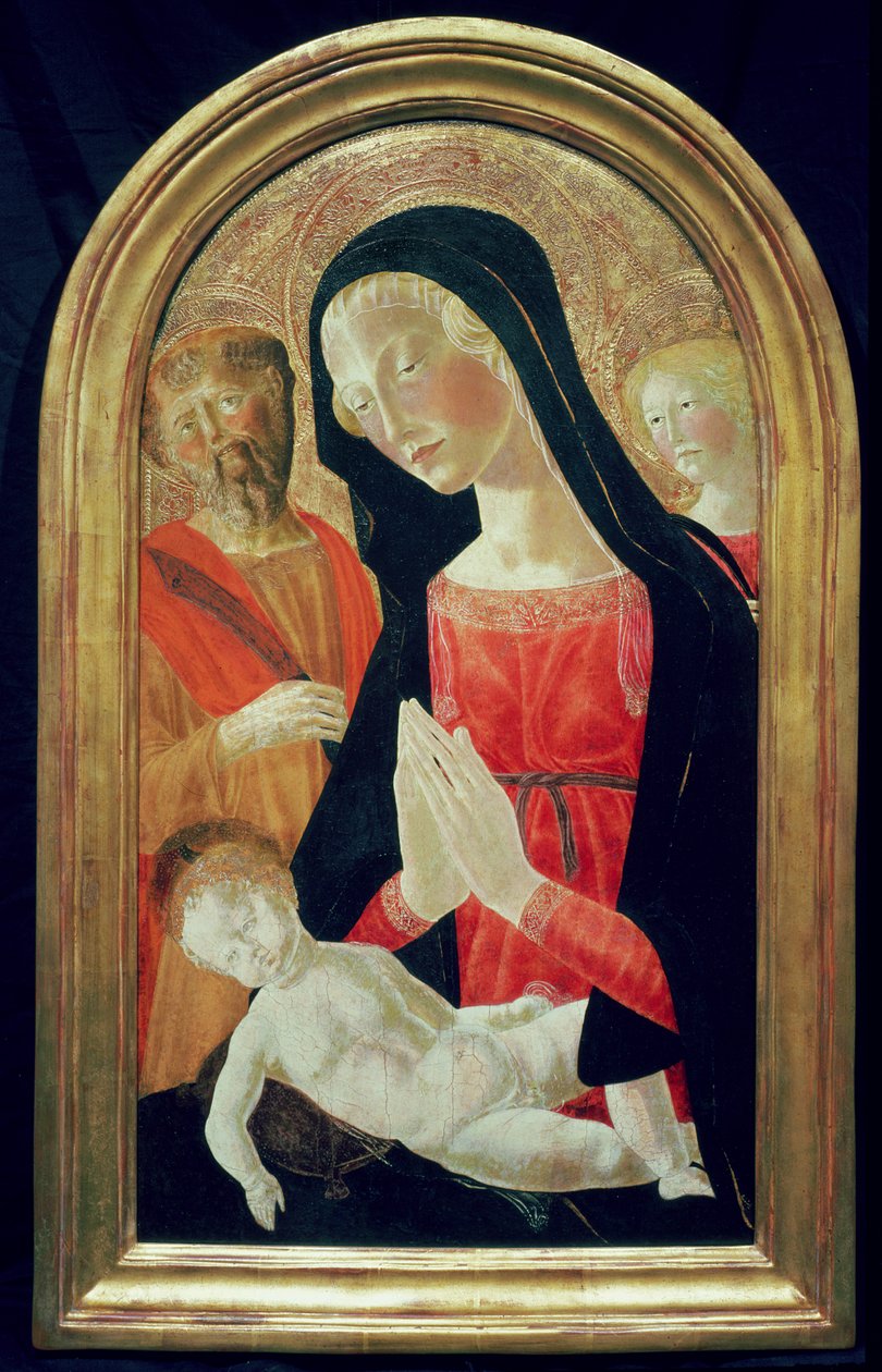 麦当娜和儿童（面板上的蛋彩画） 作者 Neroccio di Landi