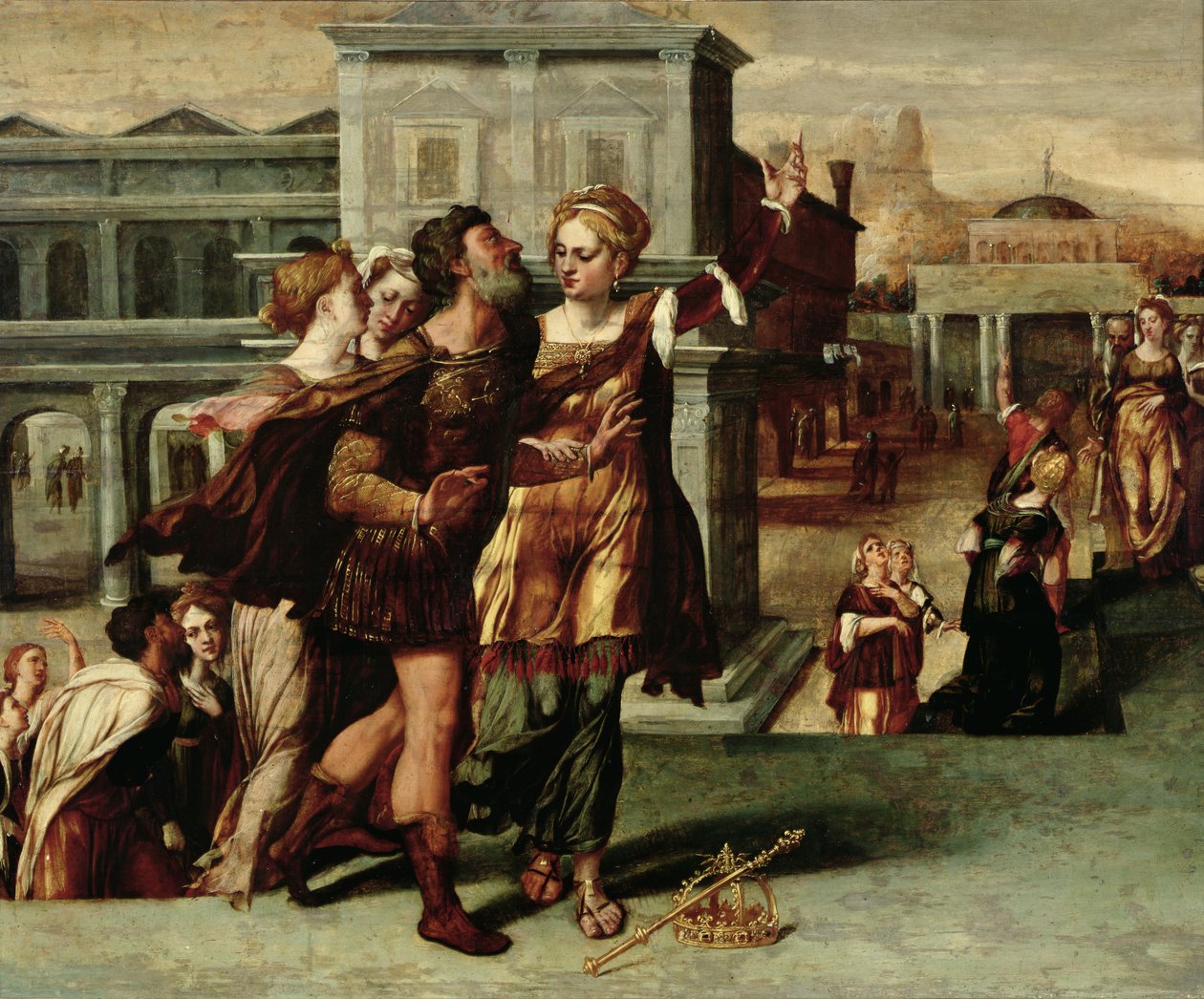 奥古斯都（公元前63-14）和Tiburtine Sibyl，1540-50 作者 荷兰语学校