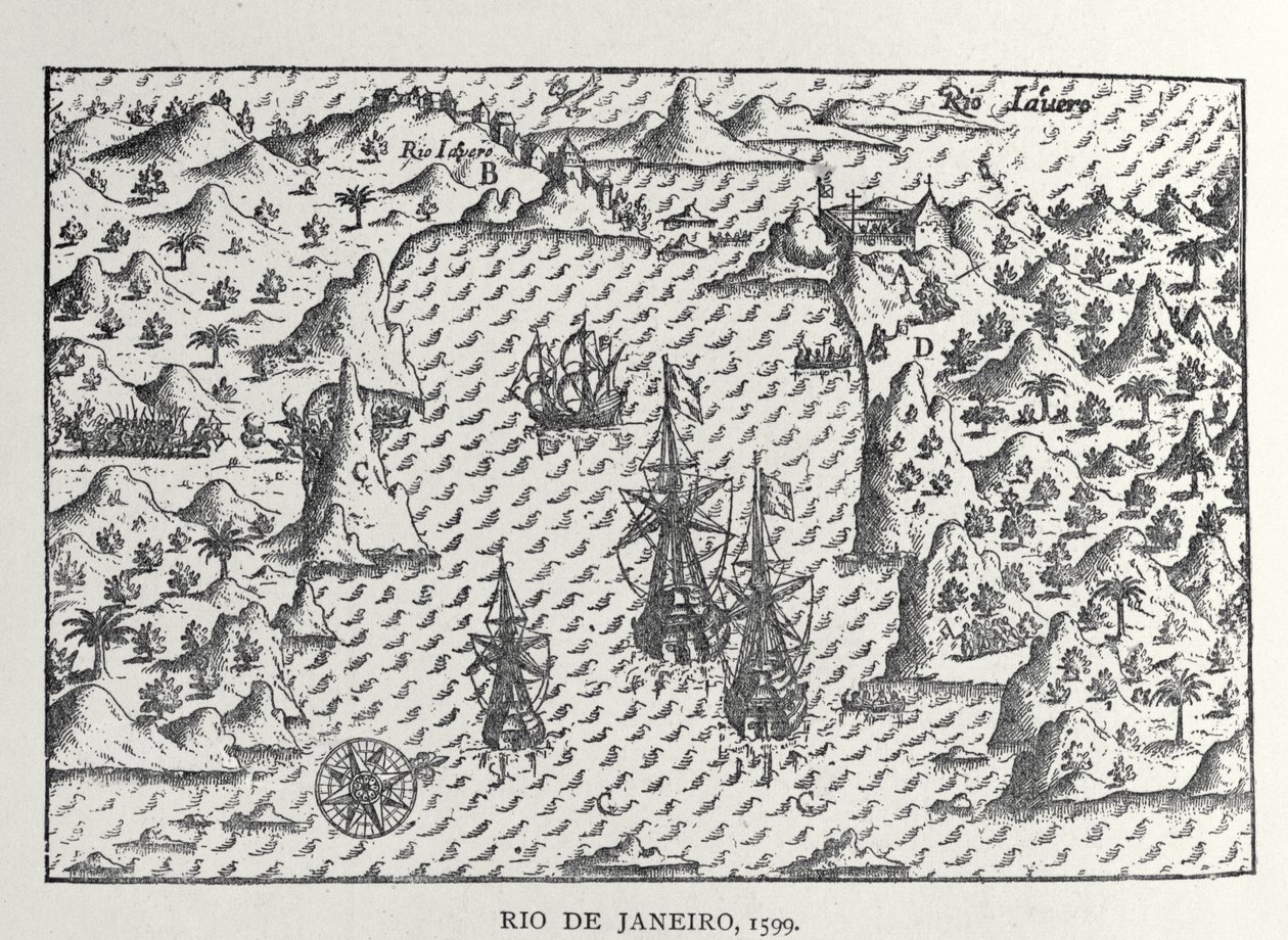 “里约热内卢于1599年”，来自Olivier de Noort的“Tiresome Voyage描述”，阿姆斯特丹，1602 作者 荷兰语学校