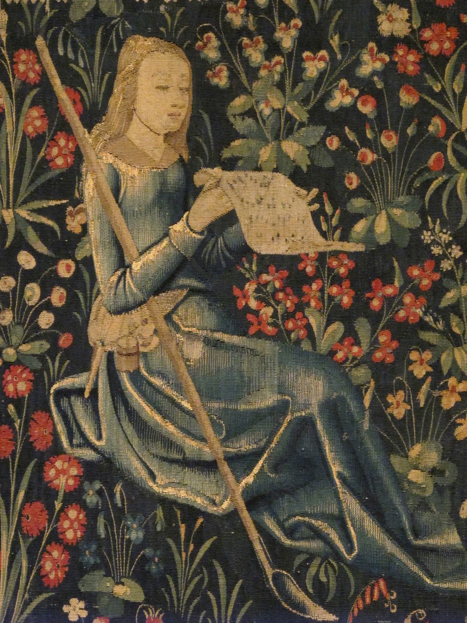 牧羊女唱歌，1500-30（羊毛和丝绸） 作者 荷兰语学校