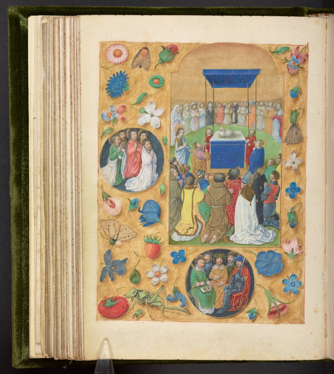 17280, f.77v, The Adoration of Mystic Lamb, from Hours Philip Fair, cc. 1495 (vellum)17280，f.77v，《神秘羔羊的崇拜》，选自《菲利浦的小时》，约 1495 年（牛皮纸） 作者 荷兰语学校