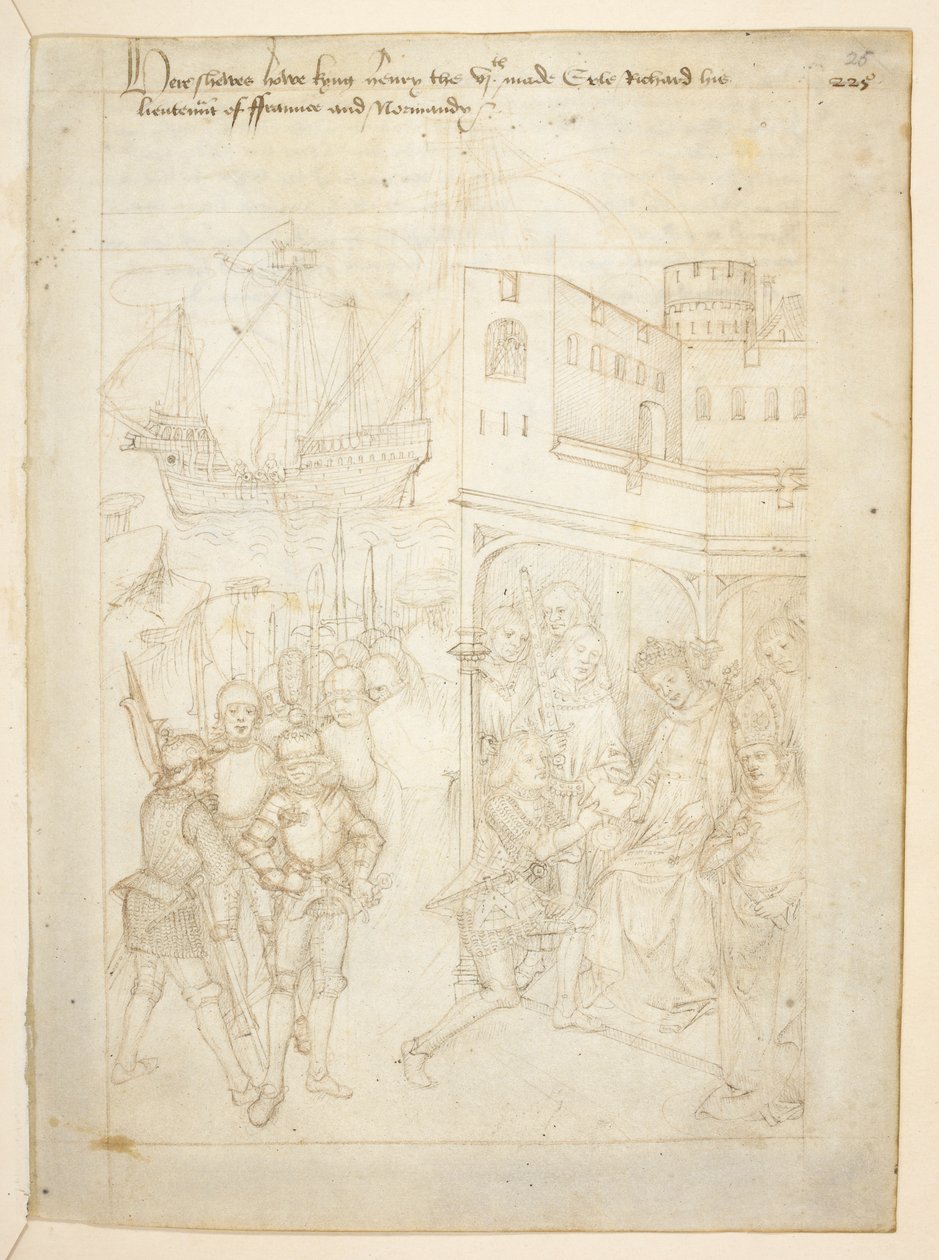 Cotton Julius E. IV, art.6，"Beauchamp Pageants"，约 1483 年（牛皮纸上的墨迹） 作者 荷兰语学校