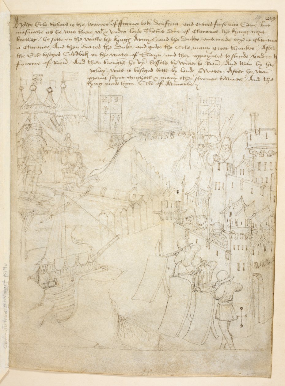 Cotton Julius E. IV, art.6，"Beauchamp Pageants"，约 1483 年（牛皮纸上的墨迹） 作者 荷兰语学校