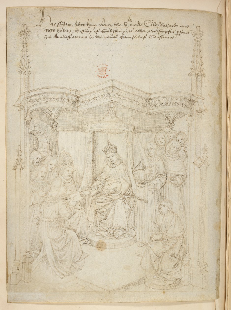 Cotton Julius E. IV, art.6，"Beauchamp Pageants"，约 1483 年（牛皮纸上的墨迹） 作者 荷兰语学校