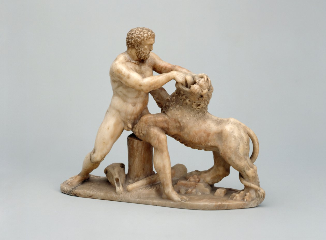 赫拉克勒斯摔跤Nemean Lion（雪花石膏） 作者 荷兰语学校