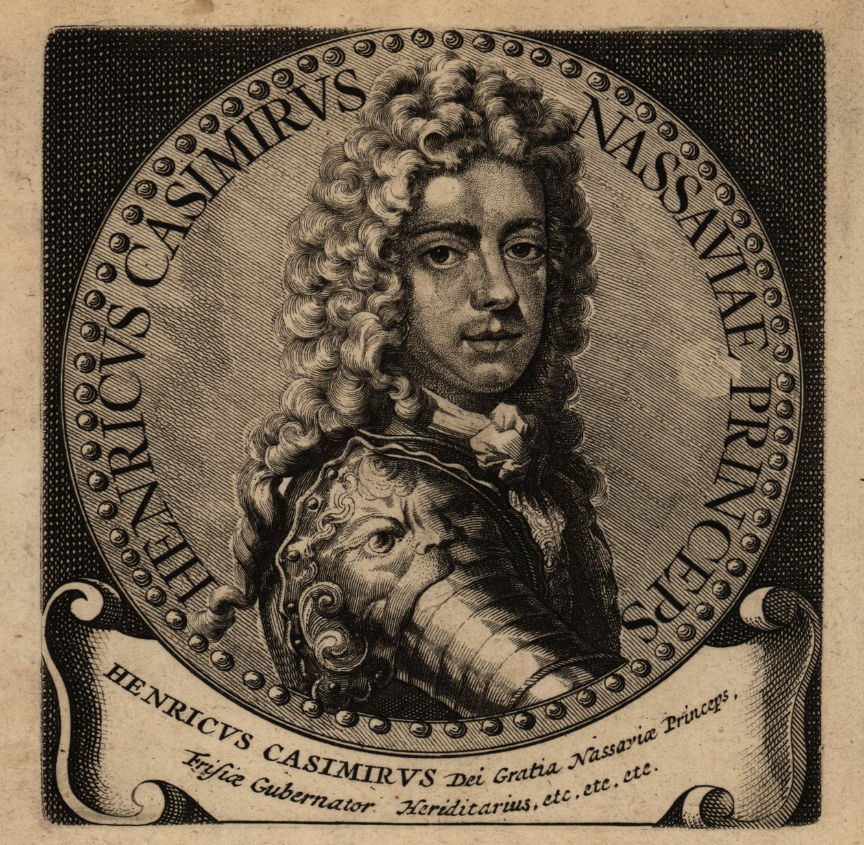 Nassau-Dietz (1657-1696) 的亨利·卡西米尔二世 (Henry Casimir II) 的肖像。 作者 荷兰语学校