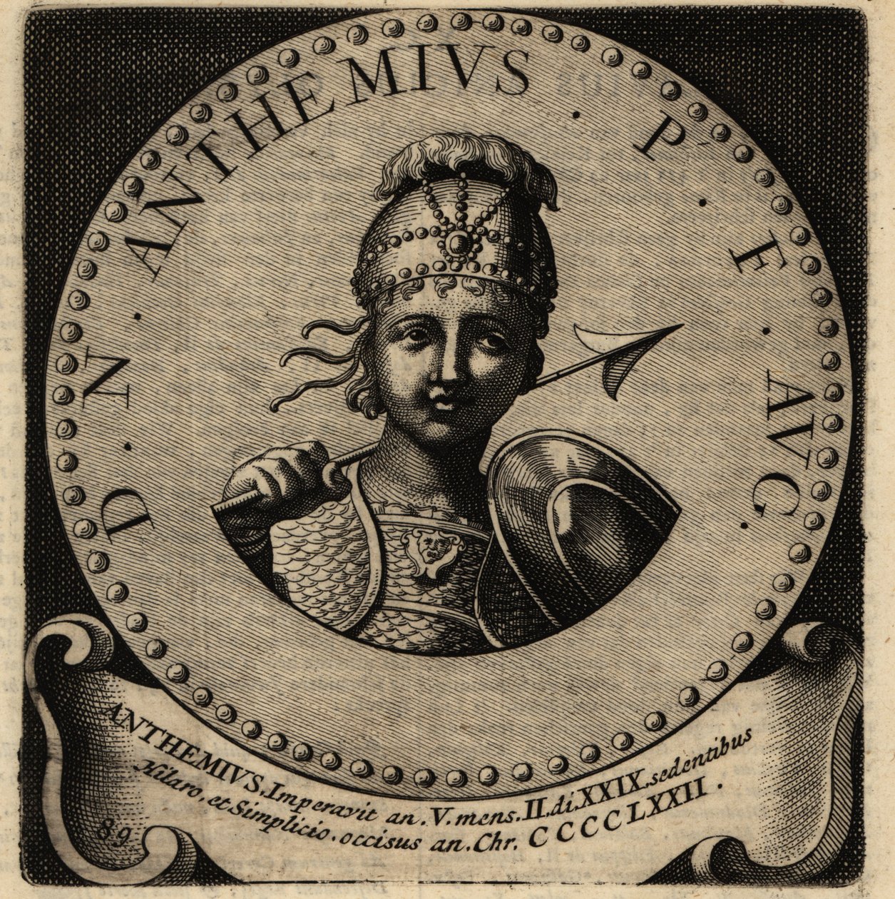 Portrait of Roman Emperor Anthemius. 作者 荷兰语学校