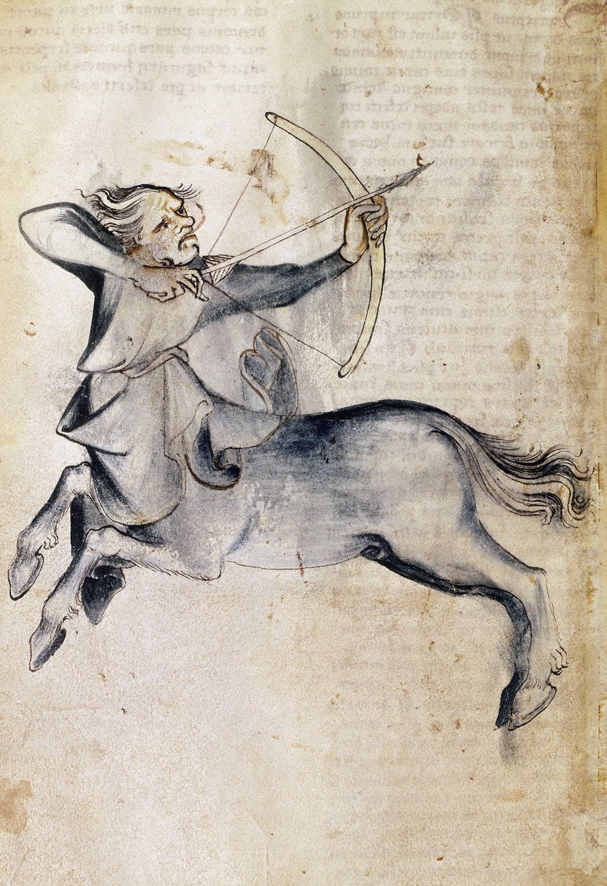 Sloane 3983 f.9v 人马座图；摘自波斯占星学论文《Liber Astrologiae》（牛皮纸）的译文 作者 荷兰语学校