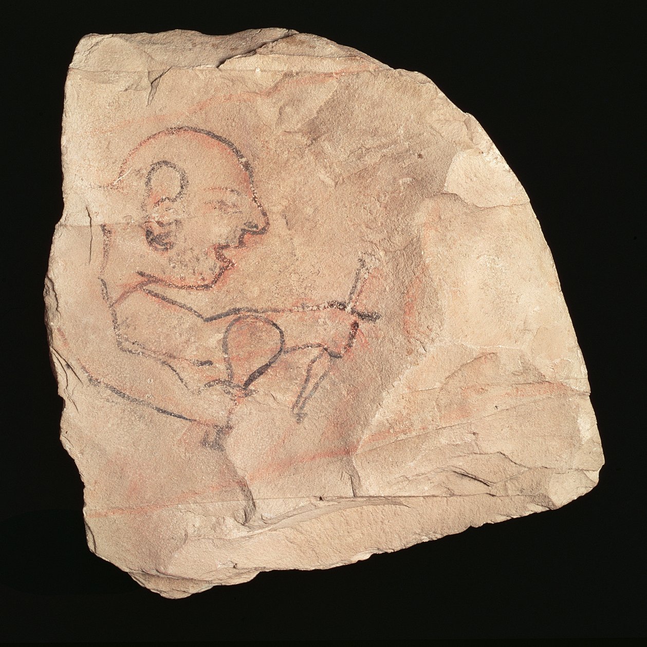 奥斯特拉康描绘了一个不剃须的石匠，可能来自Deir el-Medina，19-20世纪，公元前1200-1153（绘石灰石）（另见282583） 作者 新王国埃及