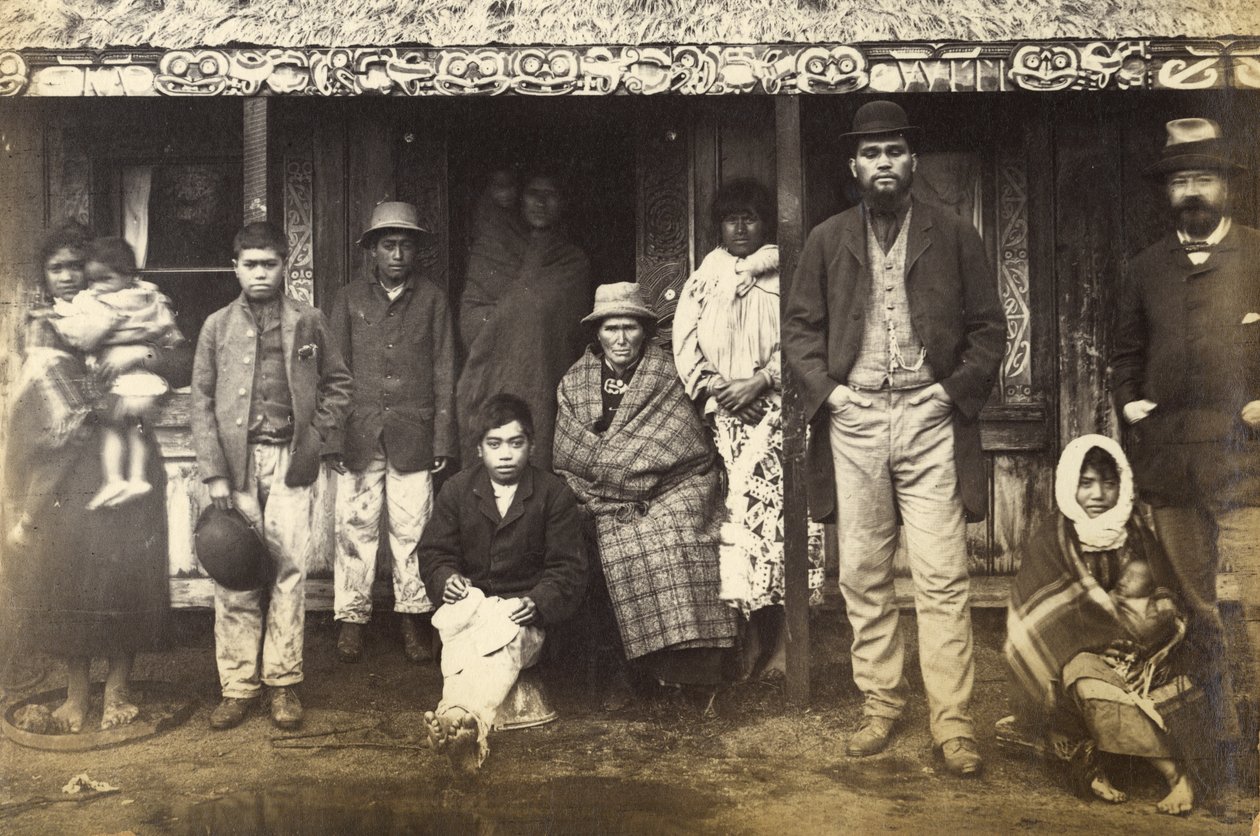 来自Te Wairoa等人的难民，1886年（蛋白印刷品） 作者 新西兰摄影师