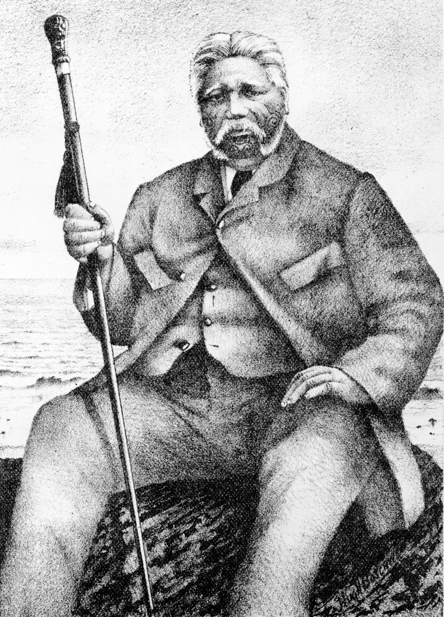 Reihana Waha-nui，约翰怀特的“毛利人的古代历史”，1897年的插图 作者 新西兰学校