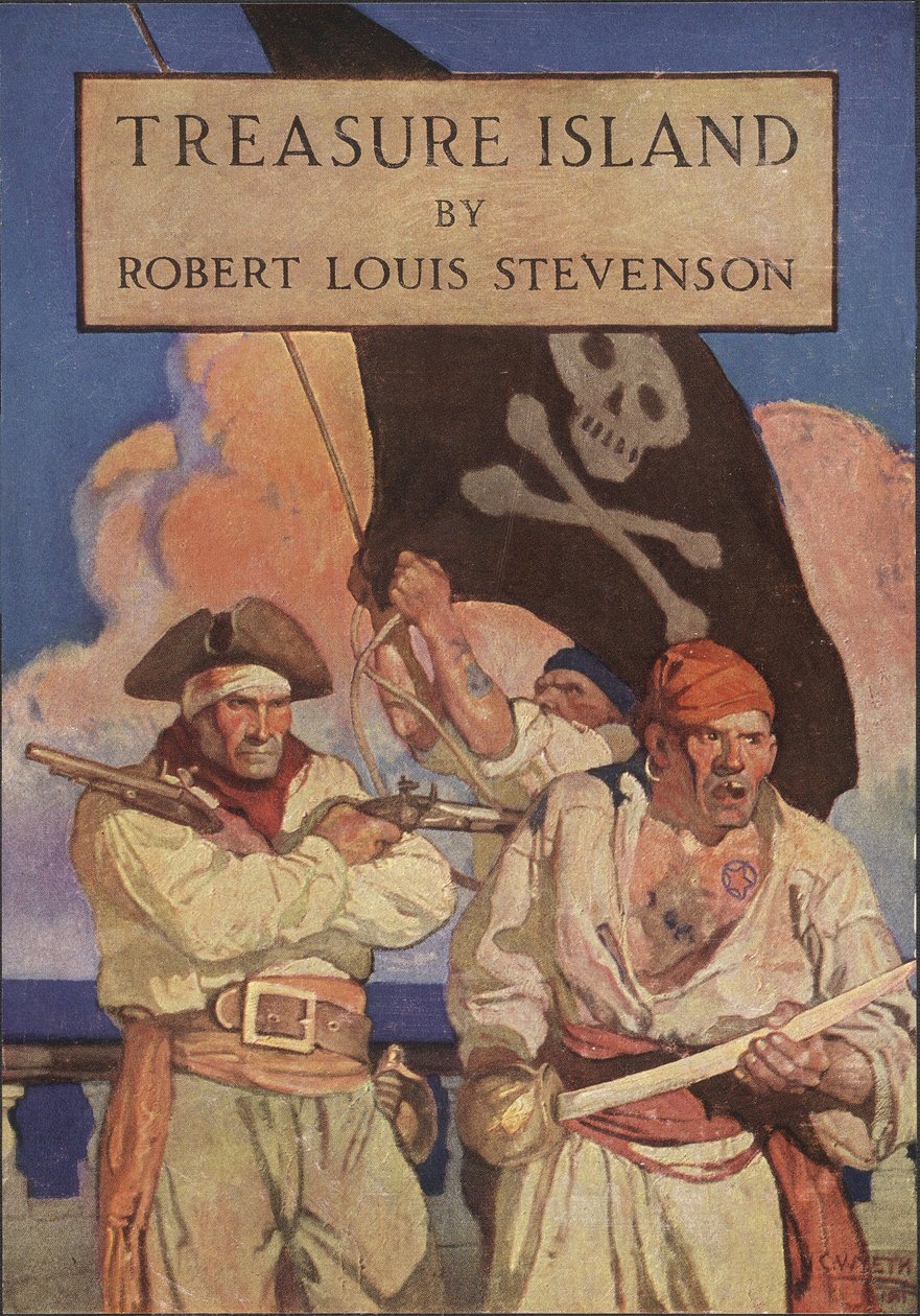Robert Louis Stevenson（1850  -  1894），酒吧的金银岛防尘夹克。 1915年 作者 纽维尔·康威斯