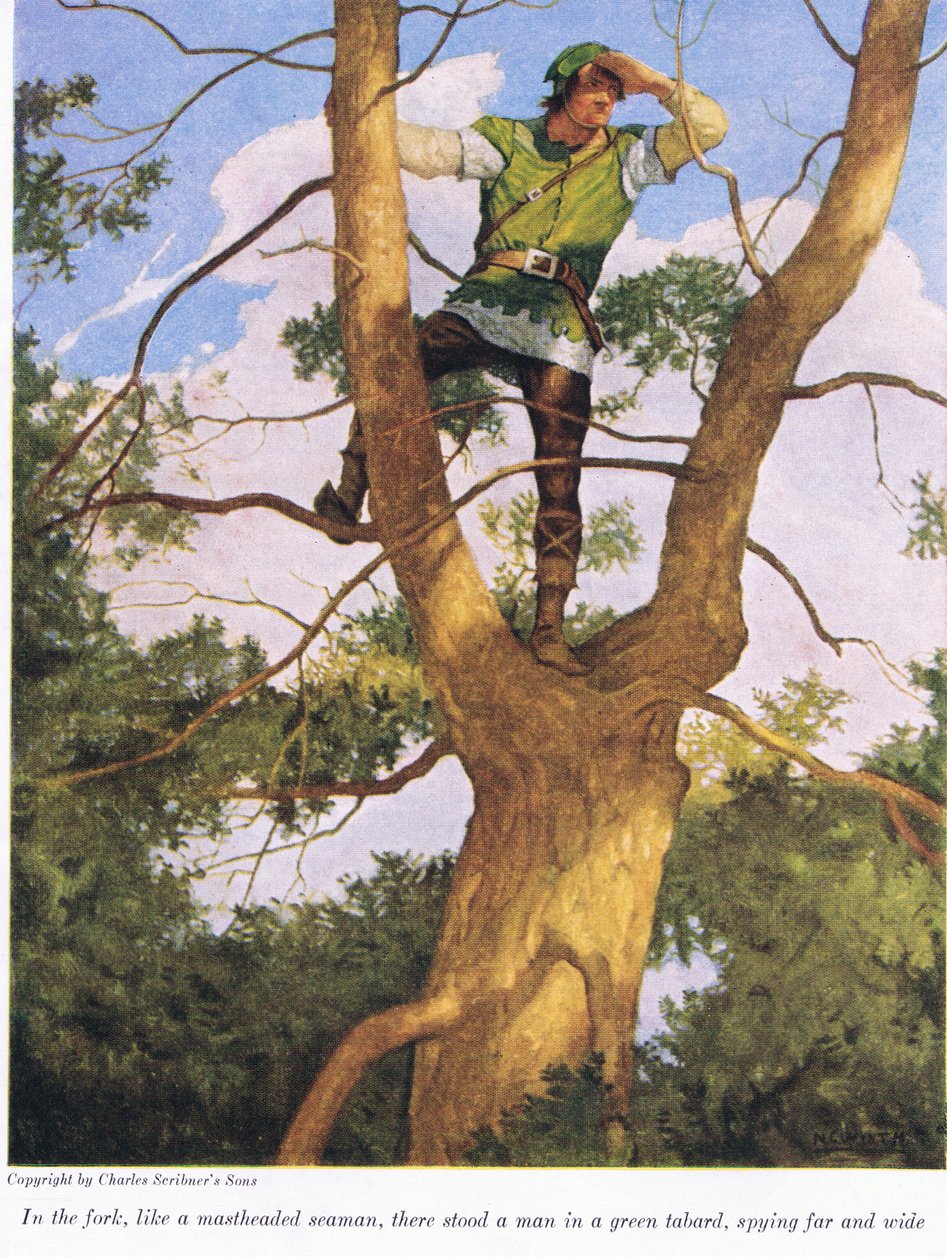 在叉子里，像一个桅杆头的海员，1916年，一个男人站在一片绿色的战袍中，从事间谍活动 作者 纽维尔·康威斯