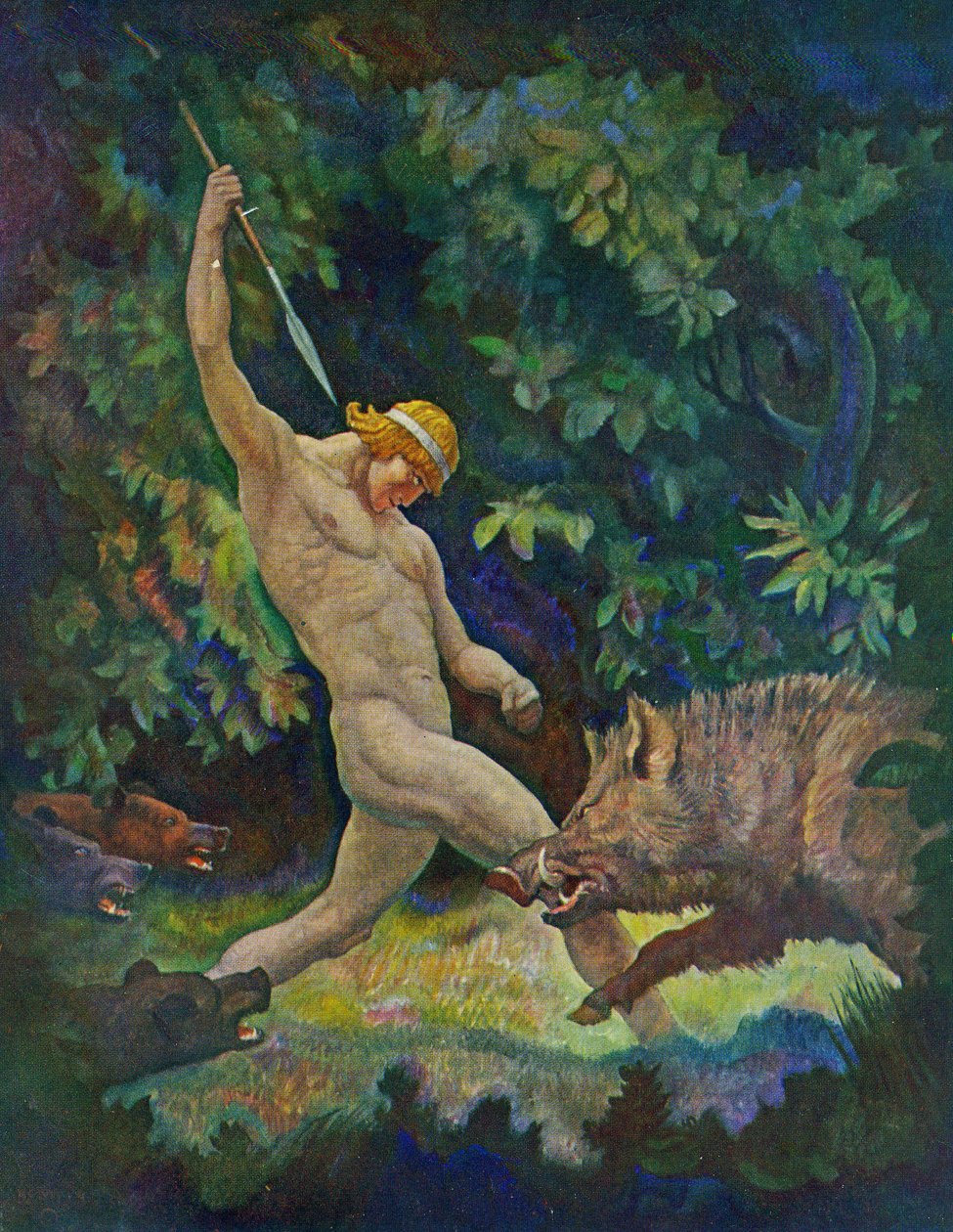 野猪狩猎，1929年 作者 纽维尔·康威斯