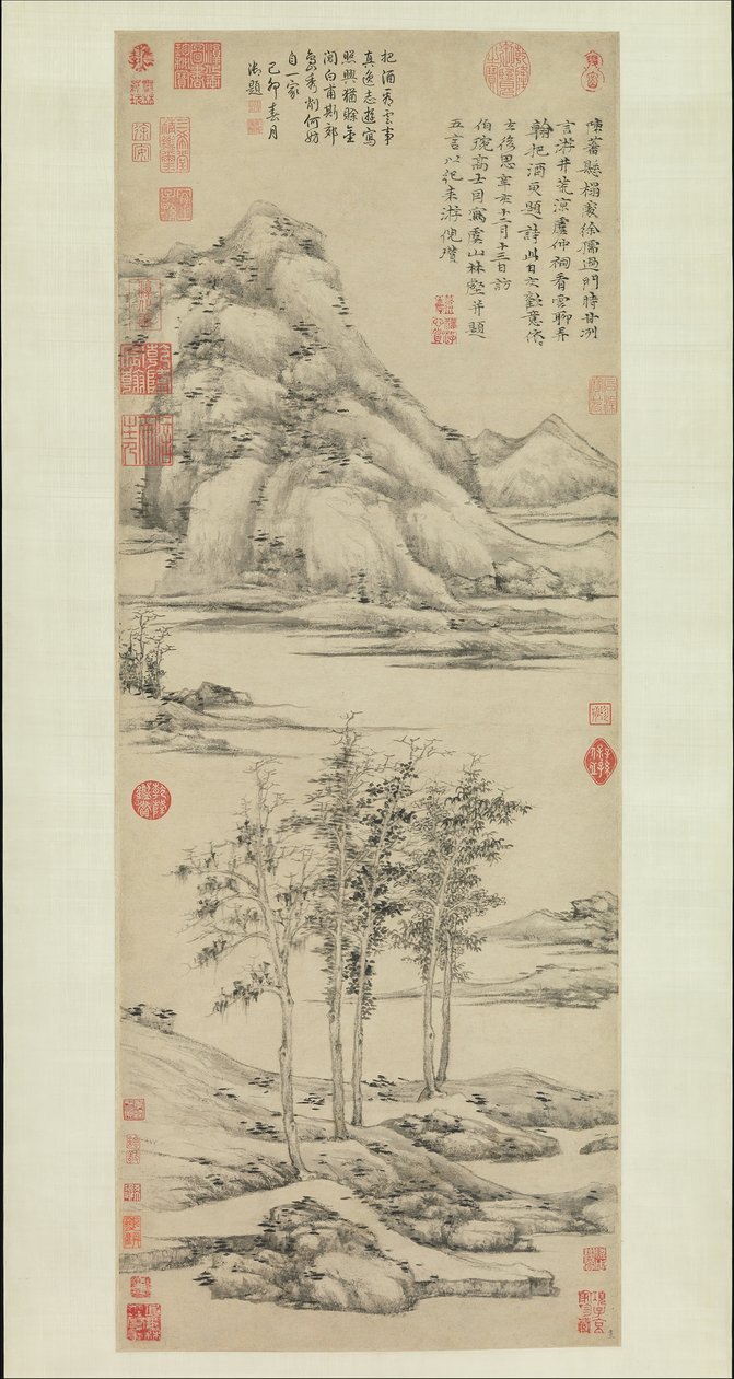 虞山的树林和山谷，日期为1372年。 作者 倪瓒
