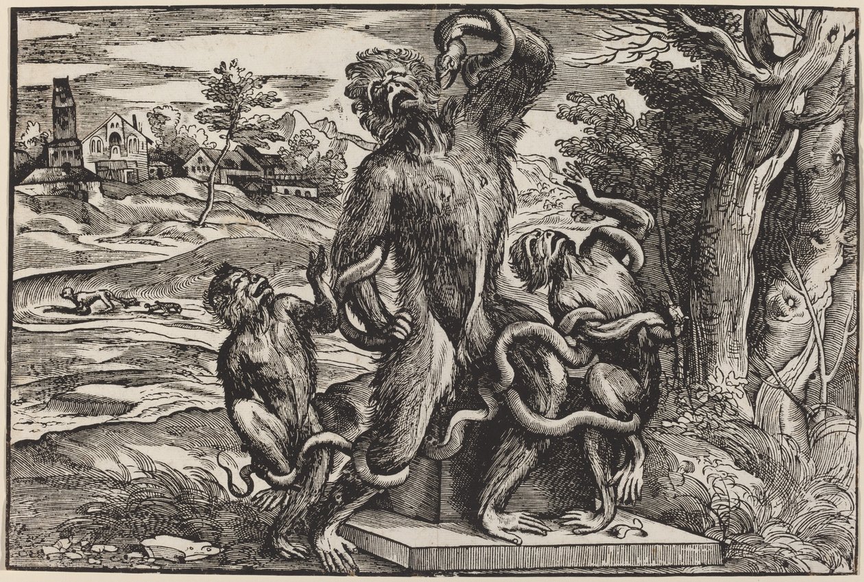 Laocoon集团的讽刺画 作者 提香之后的尼可洛·博德里尼