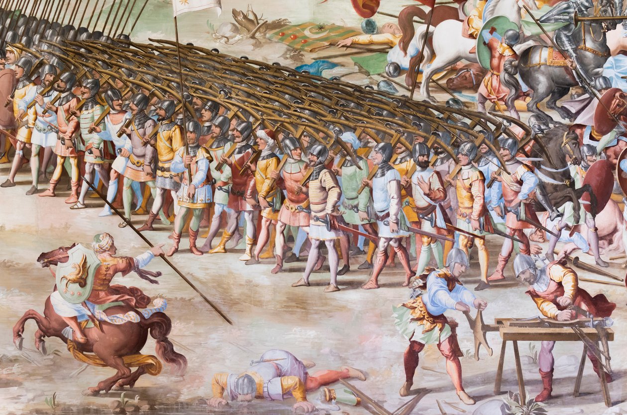 壁画细节在1431年La Higueruela争斗的战斗的霍尔 作者 尼科洛·格兰内洛（Niccolo Granello）