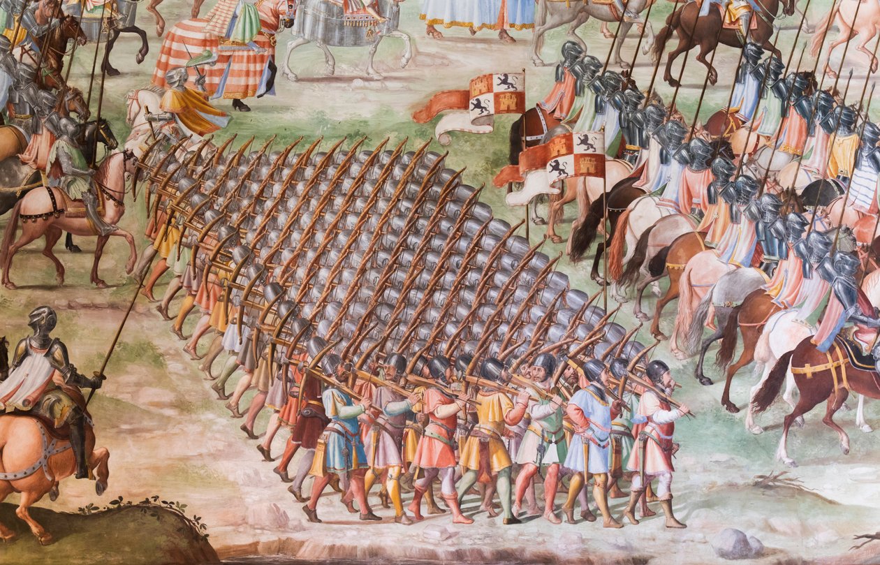 壁画细节在1431年La Higueruela争斗的战斗的霍尔 作者 尼科洛·格兰内洛（Niccolo Granello）
