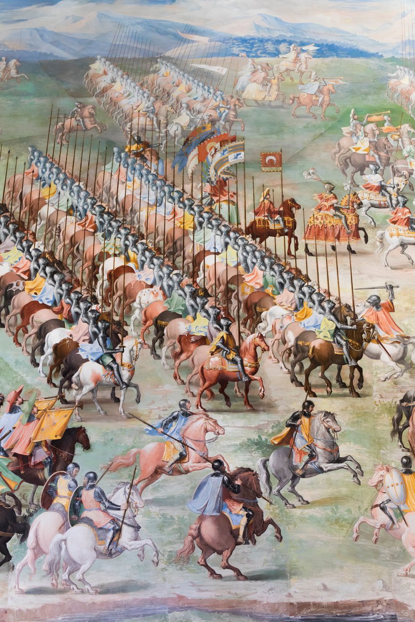 壁画细节在1431年La Higueruela争斗的战斗的霍尔 作者 尼科洛·格兰内洛（Niccolo Granello）