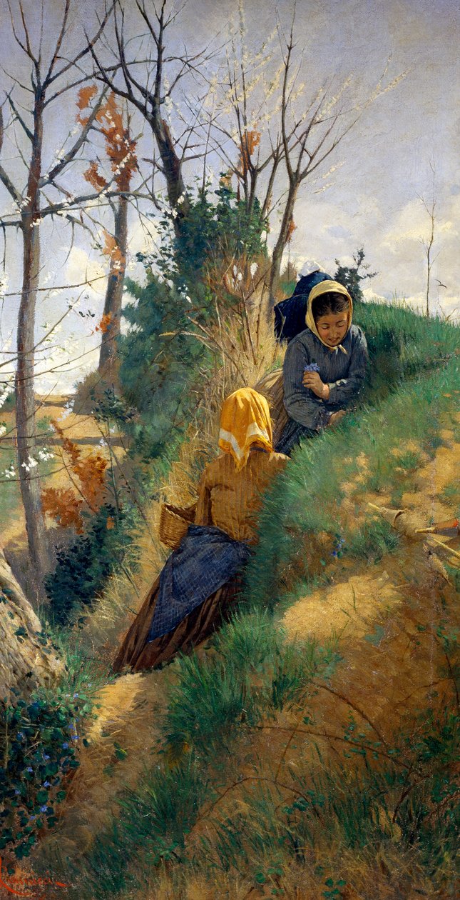 田园风光，尼科洛-坎尼奇（1846-1906 年）作品，布面油画，72x38 厘米 作者 尼可可罗坎尼奇