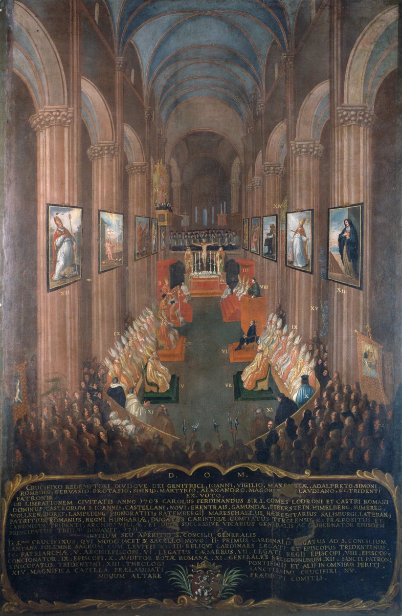 1545 年特伦特会议开幕式，细节 作者 尼科洛·多里加蒂（Niccolo Dorigati）