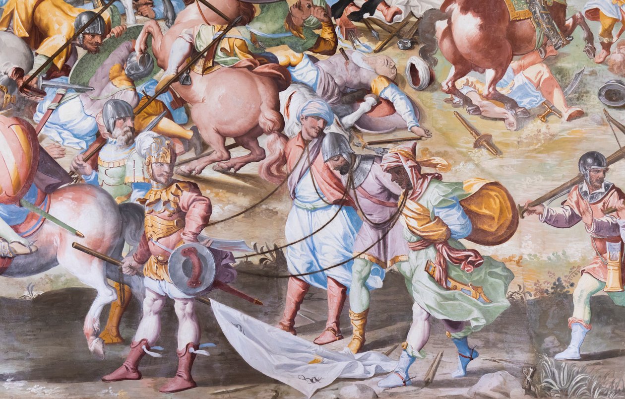 壁画细节在1431年La Higueruela争斗的战斗的霍尔 作者 尼科洛·格兰内洛（Niccolo Granello）