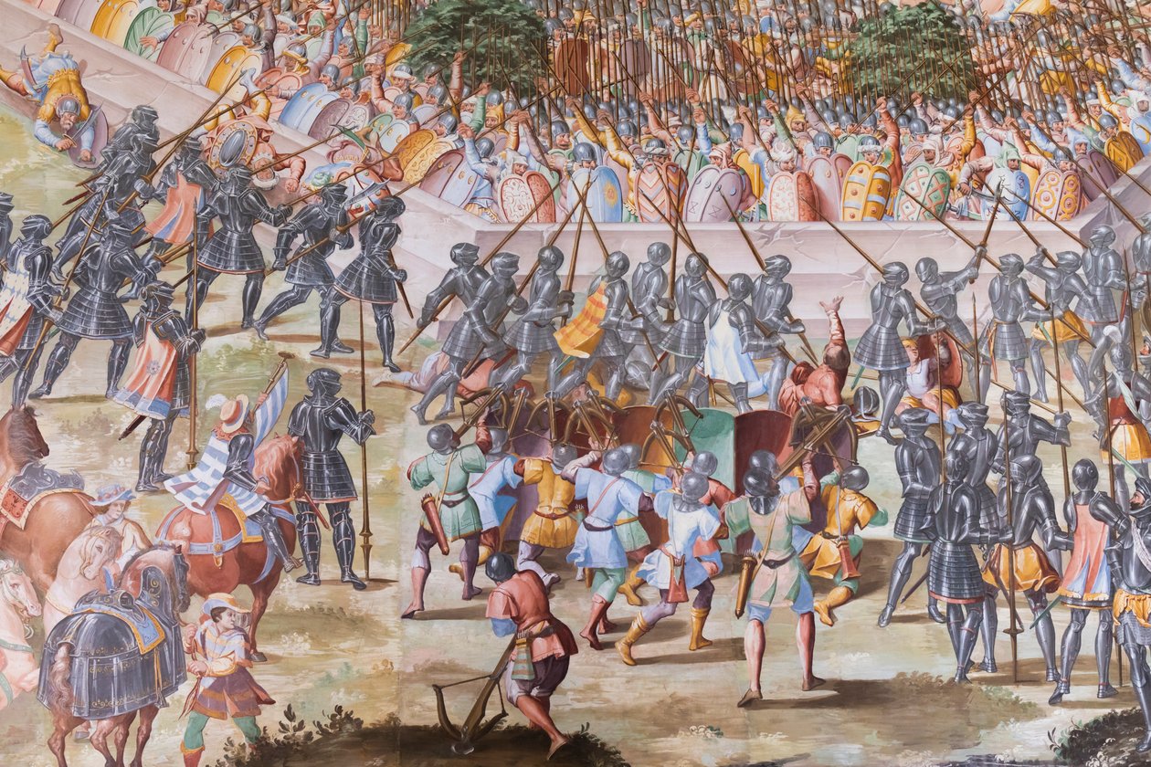 壁画细节在1431年La Higueruela争斗的战斗的霍尔 作者 尼科洛·格兰内洛（Niccolo Granello）