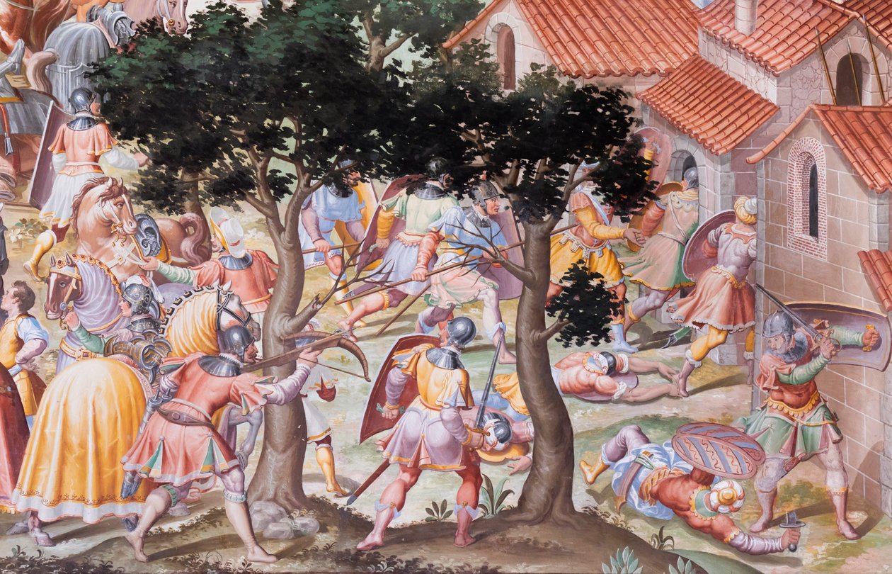 壁画细节在1431年La Higueruela争斗的战斗的霍尔 作者 尼科洛·格兰内洛（Niccolo Granello）