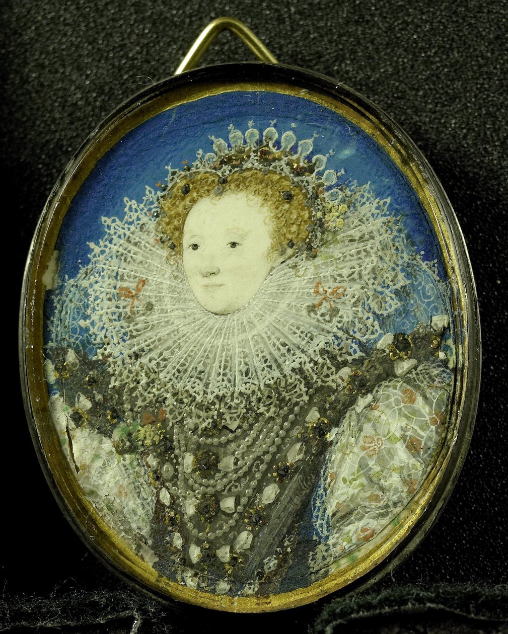 英国女王伊丽莎白一世，约1600年（羊皮纸，银和玻璃） 作者 尼古拉斯·希利亚德