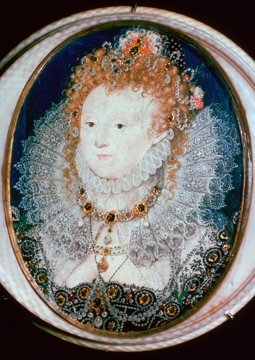 伊丽莎白一世女王的微型画像，16世纪 作者 尼古拉斯·希利亚德