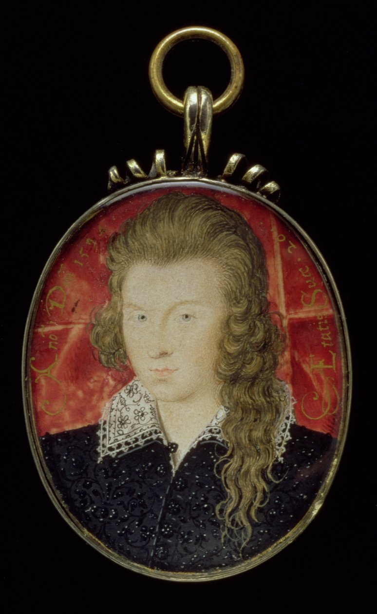 No.3856 Henry Wriothesley，南安普敦第3伯爵（1573-1624），1594年（牛皮纸上的水粉） 作者 尼古拉斯·希利亚德