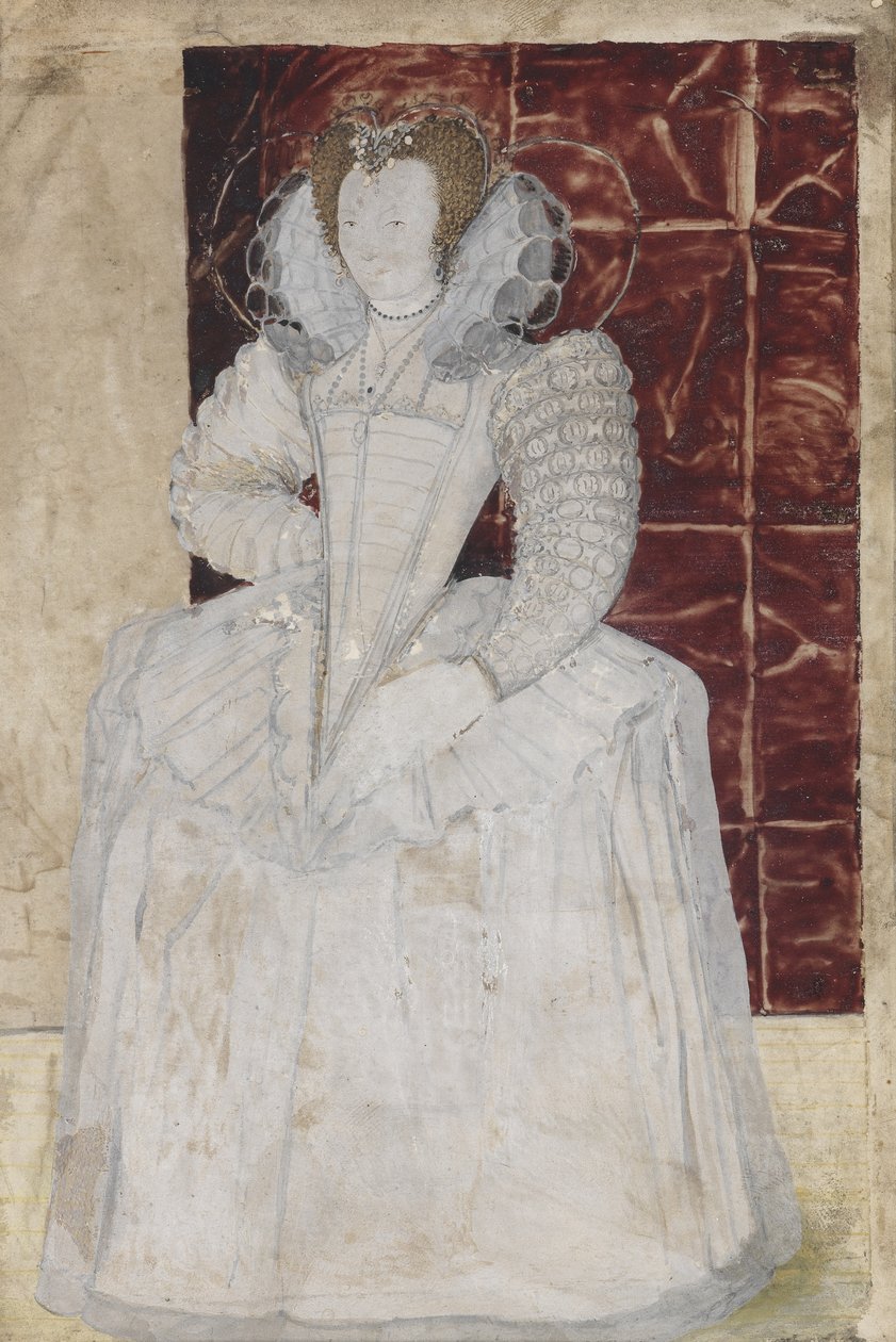 PD.209-1961一位不知名的女士的肖像，c.1595（在牛皮纸上的wc） 作者 尼古拉斯·希利亚德