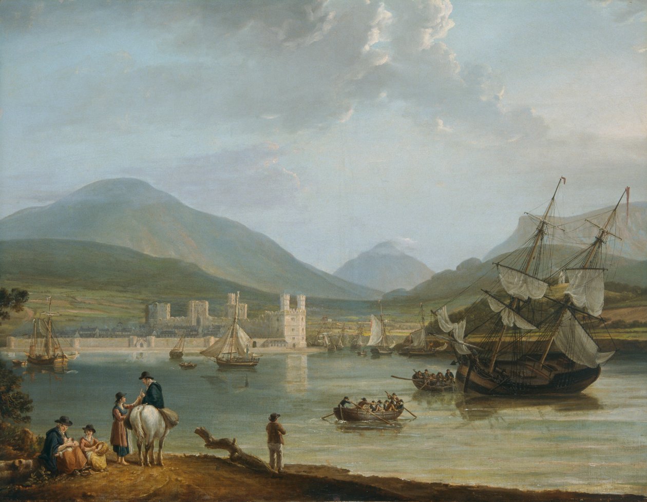 卡纳冯城堡和海湾》，约1780-1810年 作者 尼古拉斯·波科克（Nicholas Pocock）