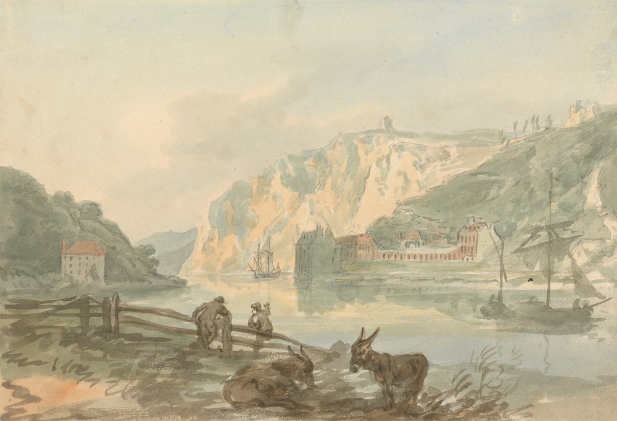 罗纳姆渡轮 (Rownham Ferry) 出发的霍特威尔斯 (Hotwells) 作者 尼古拉斯·波科克（Nicholas Pocock）