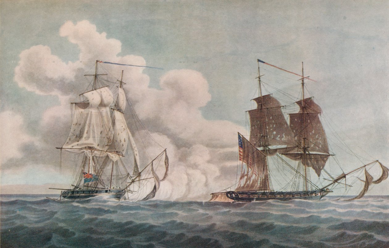 包船和私人船，c1819 作者 尼古拉斯·波科克（Nicholas Pocock）