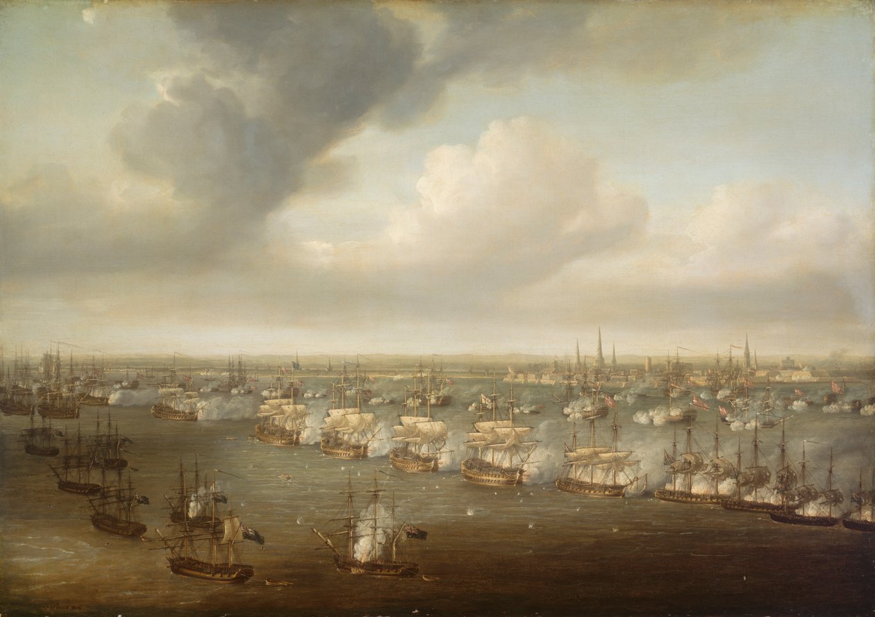哥本哈根战役，1801 年 4 月 2 日 作者 尼古拉斯·波科克（Nicholas Pocock）