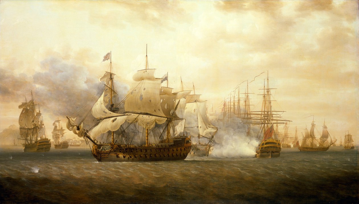 护卫舰湾战役，1782 年 1 月 26 日 作者 尼古拉斯·波科克（Nicholas Pocock）