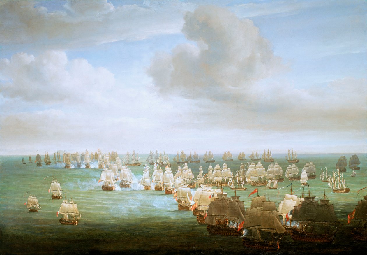 特拉法加海战，1805 年 10 月 21 日，行动开始，约 1808 年（布面油画） 作者 尼古拉斯·波科克（Nicholas Pocock）