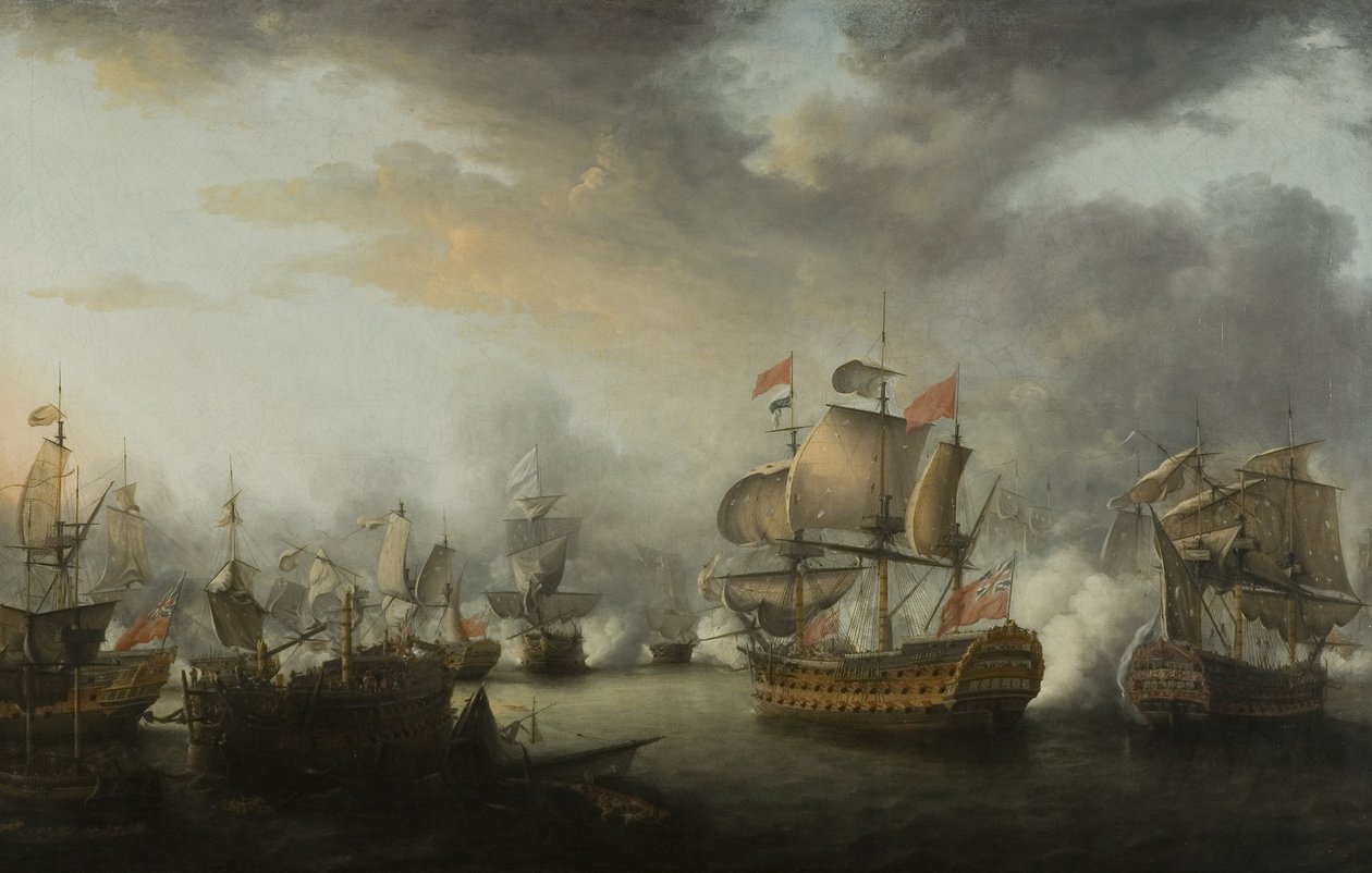 圣徒战役结束，约1782年（布面油画） 作者 尼古拉斯·波科克（Nicholas Pocock）