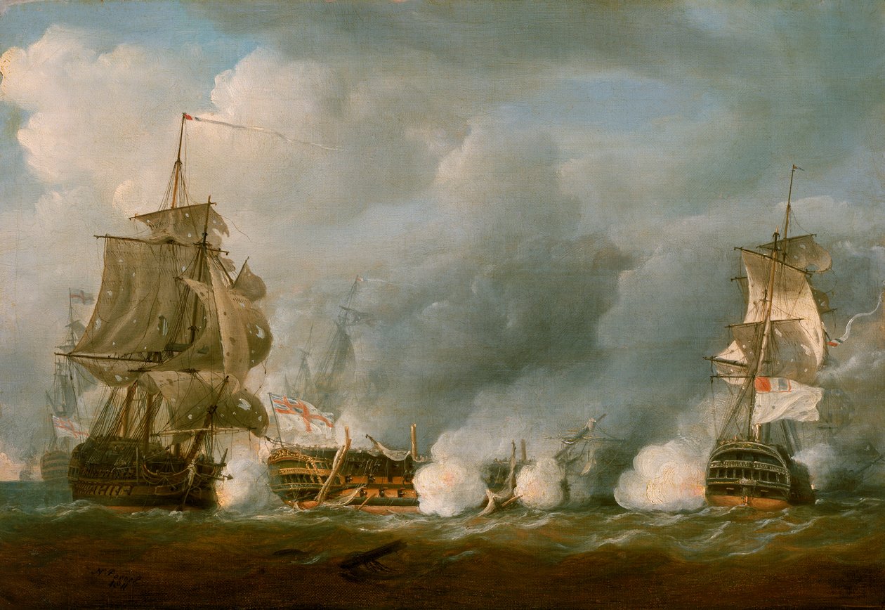 1794 年 6 月 1 日战役中的 "保卫战 作者 尼古拉斯·波科克（Nicholas Pocock）