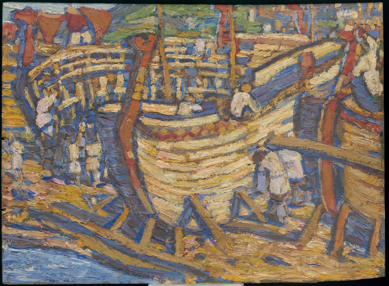 建造船只。 1903年同名绘画素描 作者 尼古拉斯·罗里奇