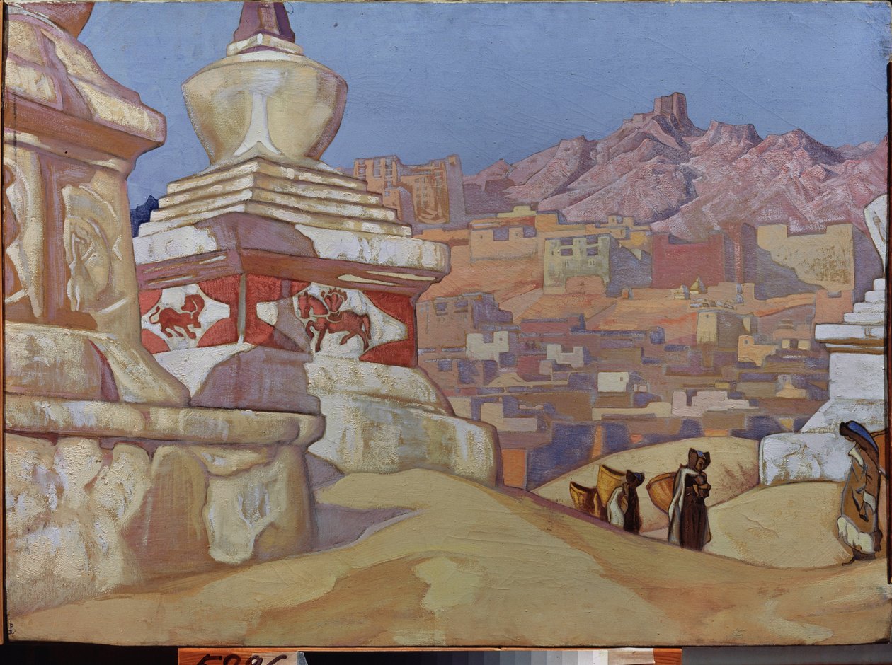 吉祥的使者（出自《弥勒续集》）。藏传佛教。尼古拉斯-罗瑞奇（1874-1947 年）作品，钢笔画，纸板 作者 尼古拉斯·罗里奇