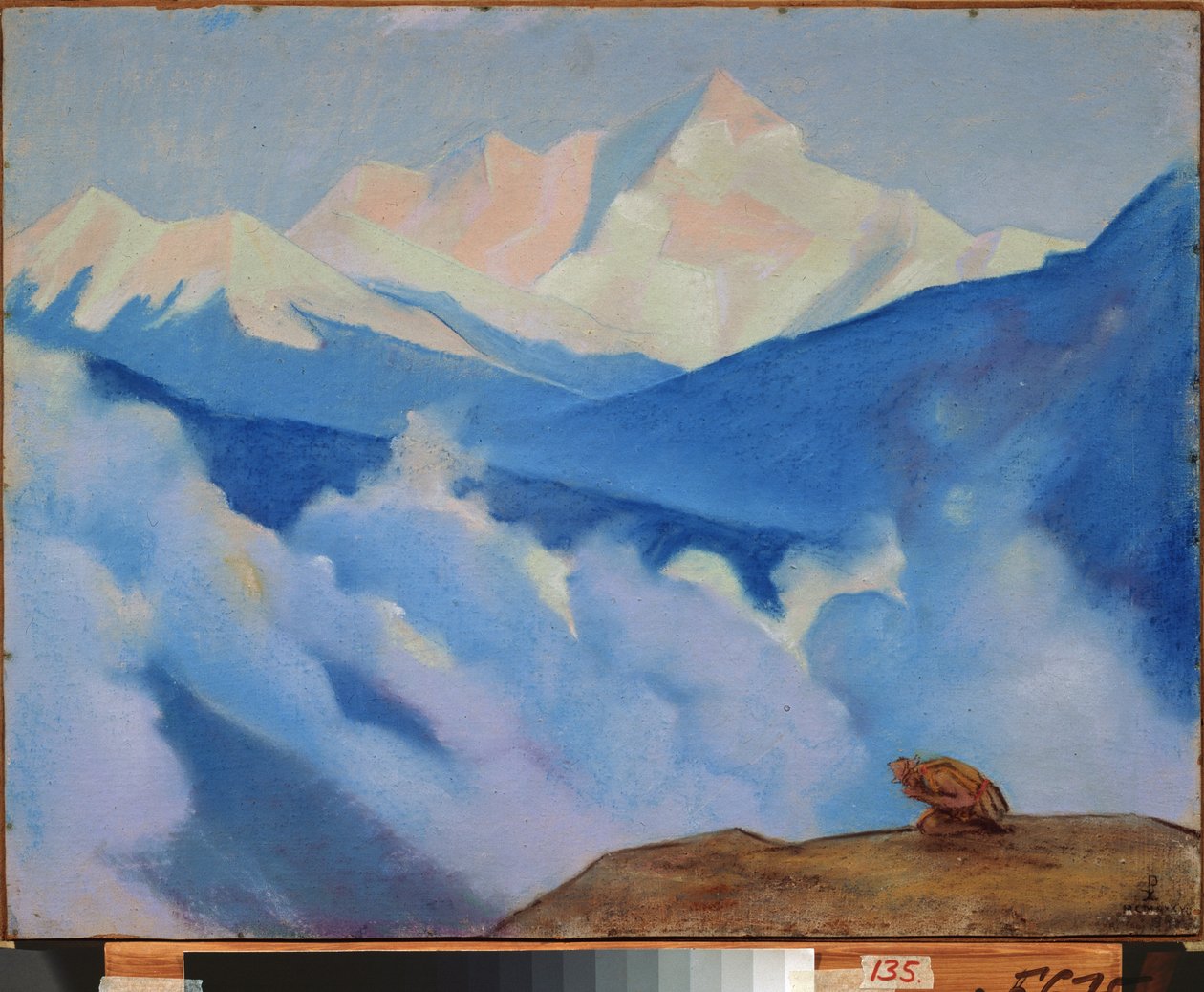 喜马拉雅（西藏）。Oeuvre de Nicholas Roerich (1874-1947)，纸盒上的钢笔画 作者 尼古拉斯·罗里奇