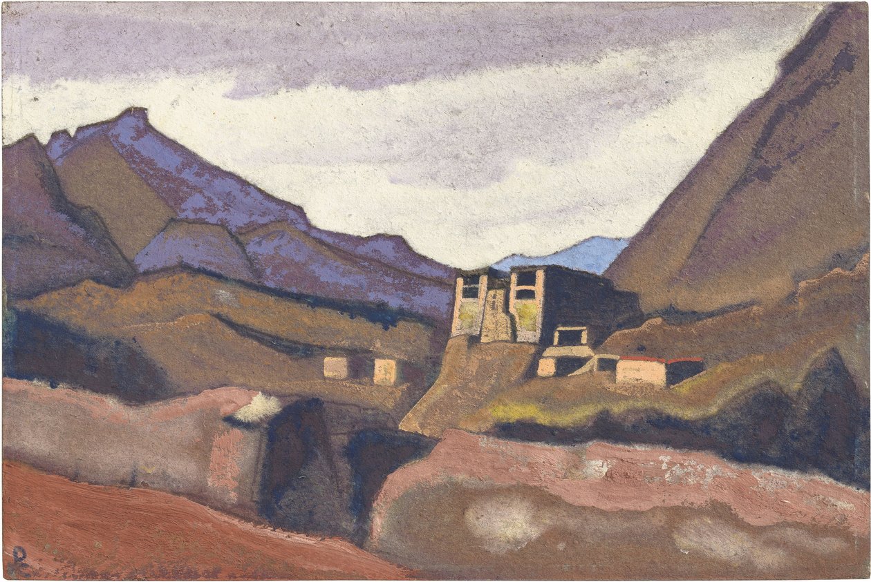 拉达克 par Roerich, Nicholas (1874-1947)。纸板上的钢笔画，尺寸：30,5x45,7 作者 尼古拉斯·罗里奇
