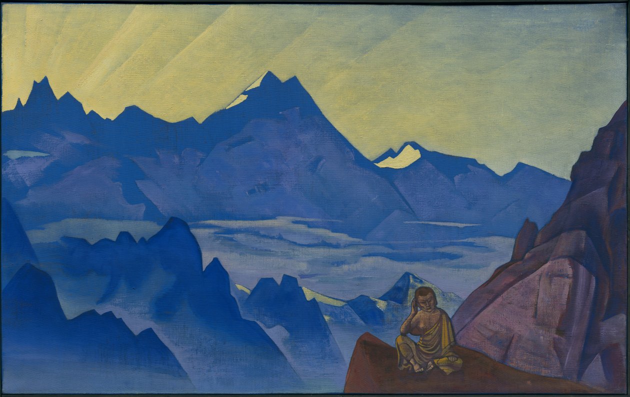 Milarepa，被骚扰的人，“东方的旗帜”系列，1925年 作者 尼古拉斯·罗里奇