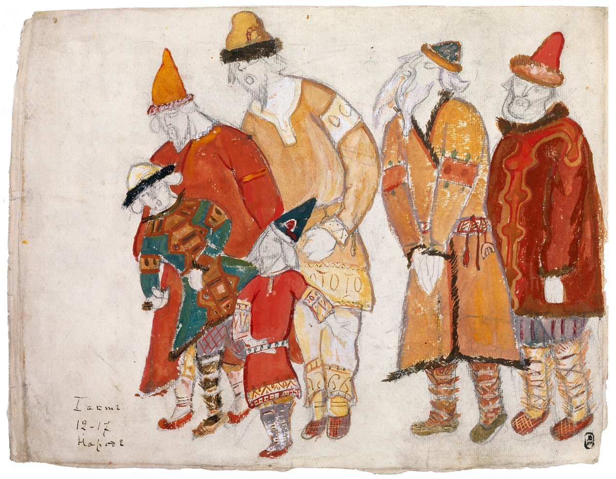 人们。 A. Borodin的歌剧伊戈尔王子的服装设计，1914年 作者 尼古拉·康斯坦丁·诺维奇·罗里奇