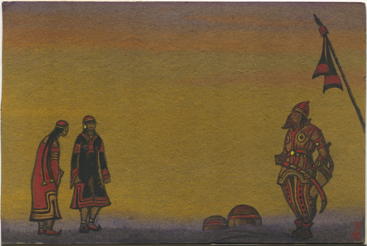 Polovtsians，Polovtsian和Maidens，从波罗丁的歌剧“伊戈尔王子”（Prince Igor）的“波洛族舞蹈”服装设计 作者 尼古拉斯·罗里奇